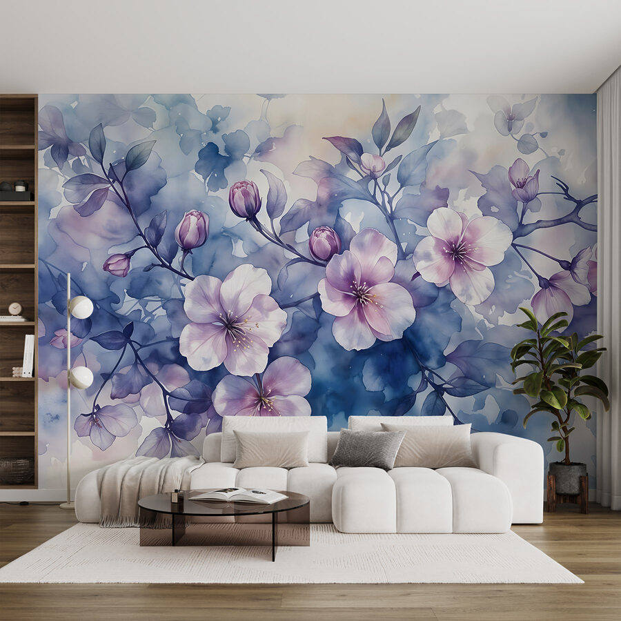 Peinture de fleurs sur une branche Peinture de fleurs sur une branche