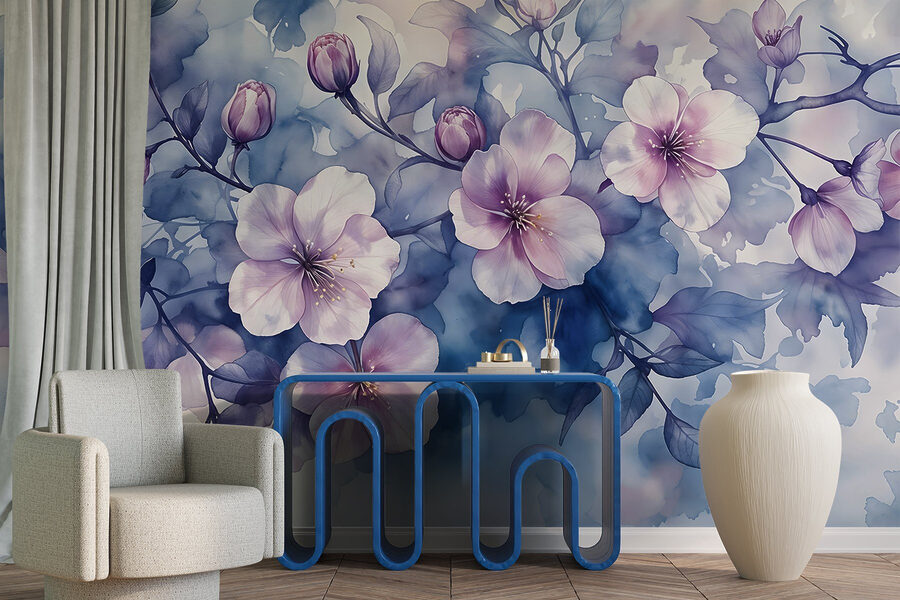 Peinture de fleurs sur une branche Peinture de fleurs sur une branche