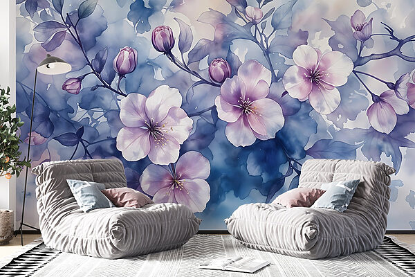 Peinture de fleurs sur une branche Peinture de fleurs sur une branche