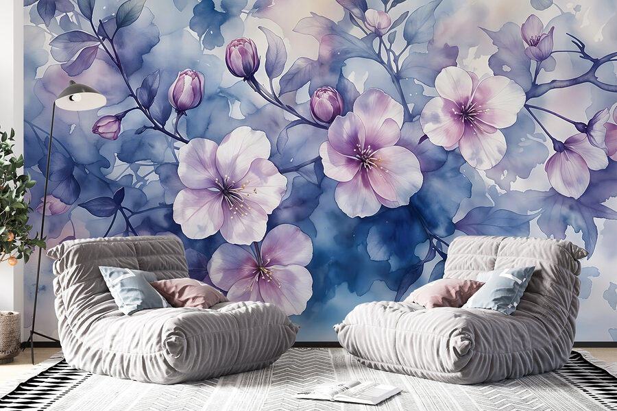 Peinture de fleurs sur une branche Peinture de fleurs sur une branche
