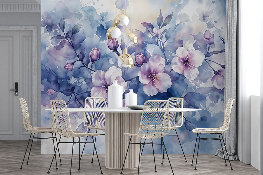 Peinture de fleurs sur une branche Peinture de fleurs sur une branche