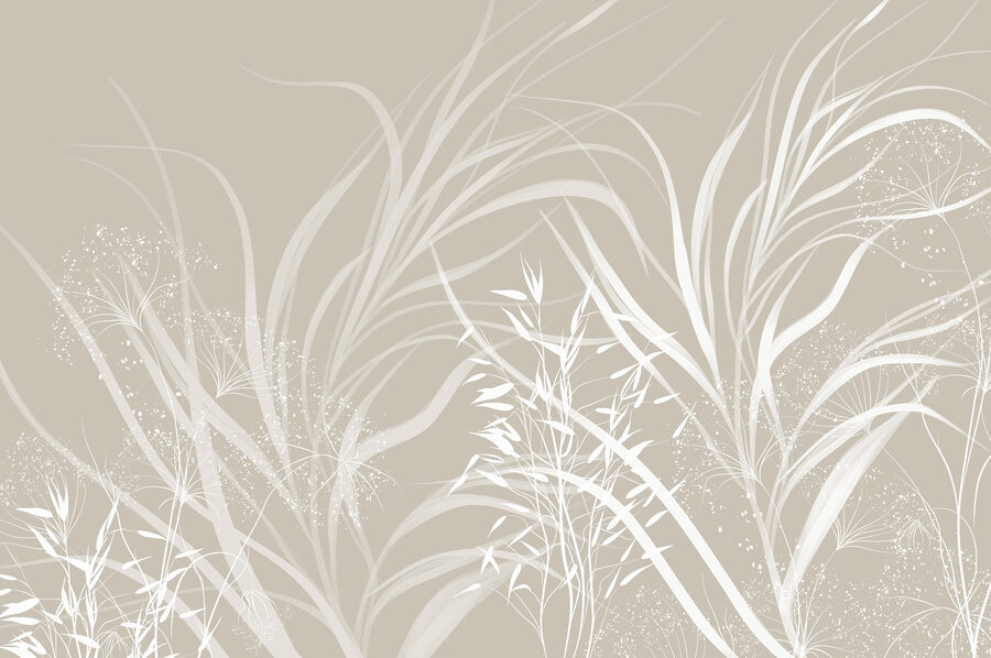 Motif floral blanc sur fond gris
