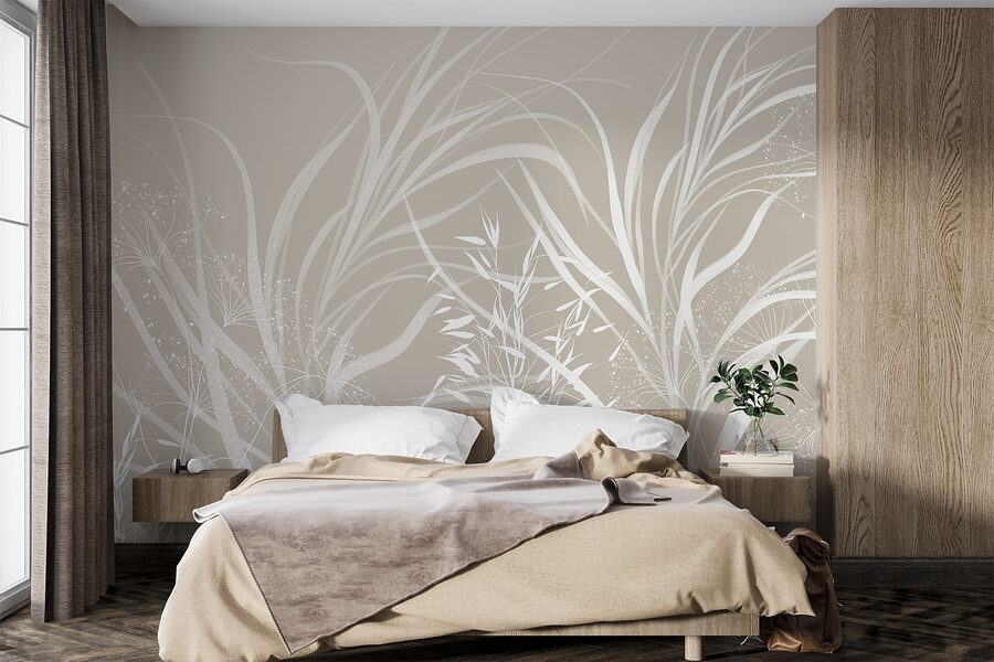 Motif floral blanc sur fond gris