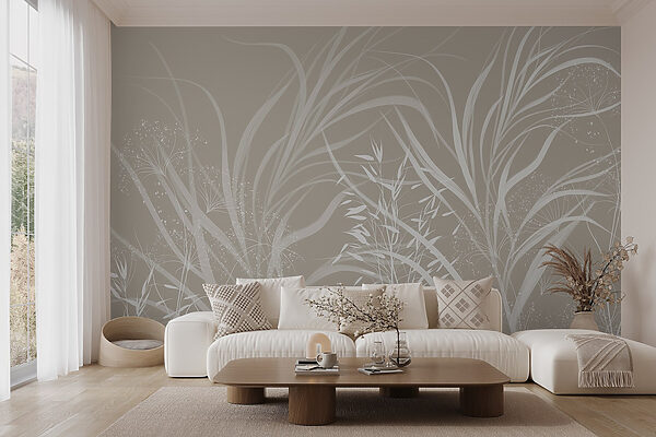 Motif floral blanc sur fond gris Motif floral blanc sur fond gris
