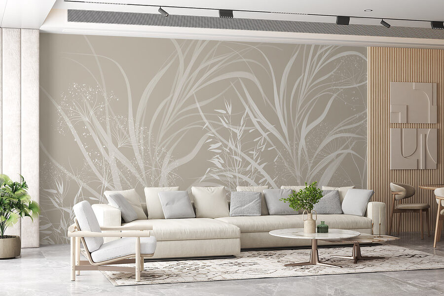 Motif floral blanc sur fond gris