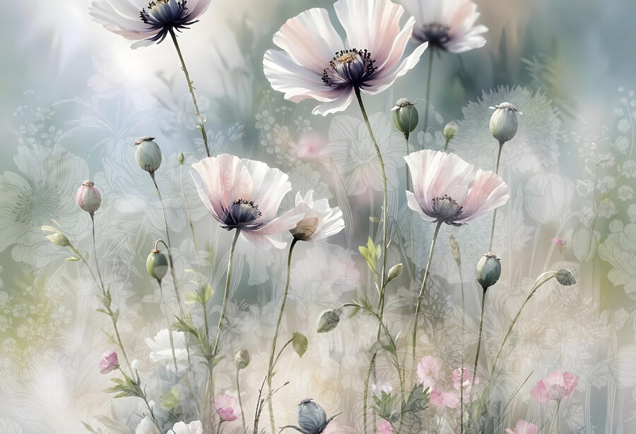 Fleurs délicates dans des teintes douces.