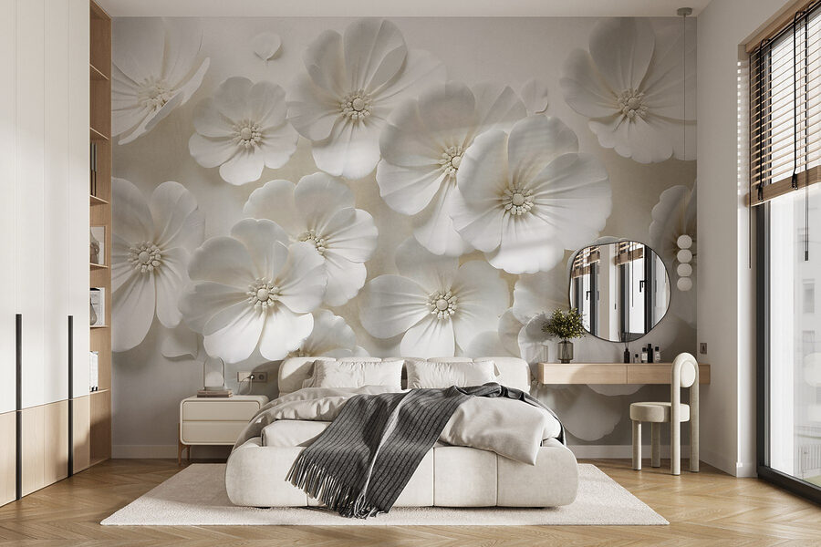 Papier peint Groupe de fleurs blanches – Image 2