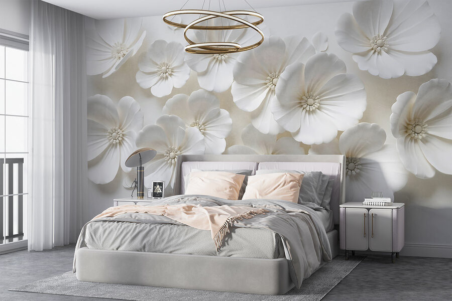 Papier peint Groupe de fleurs blanches – Image 3