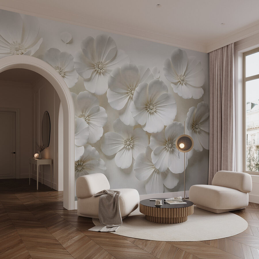 Papier peint Groupe de fleurs blanches – Image 4