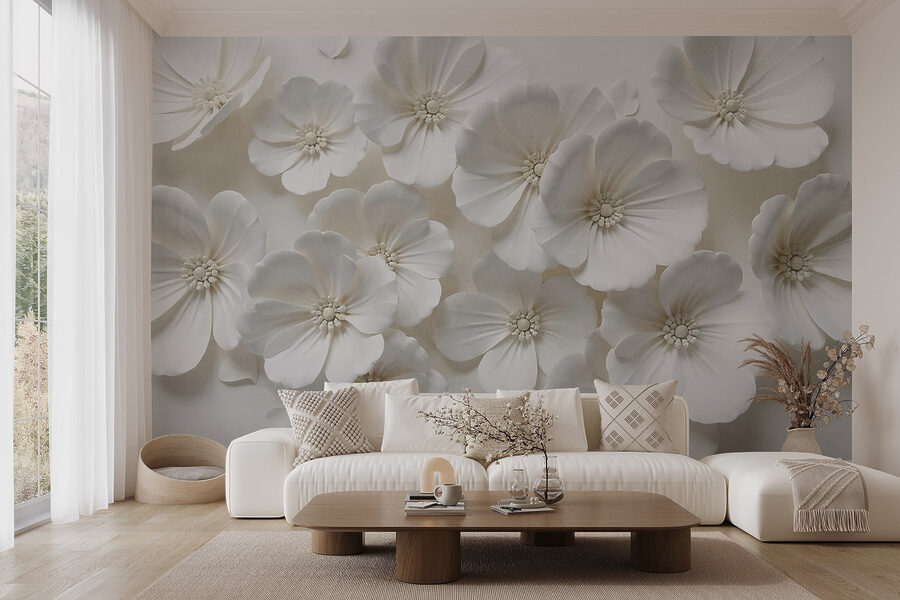Papier peint Groupe de fleurs blanches – Image 5
