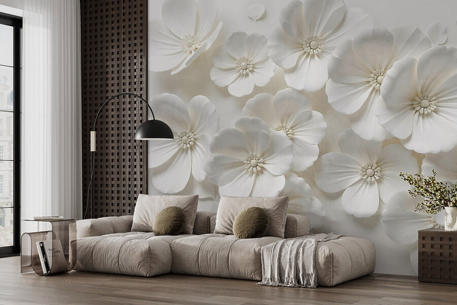 Papier peint Groupe de fleurs blanches – Image 6