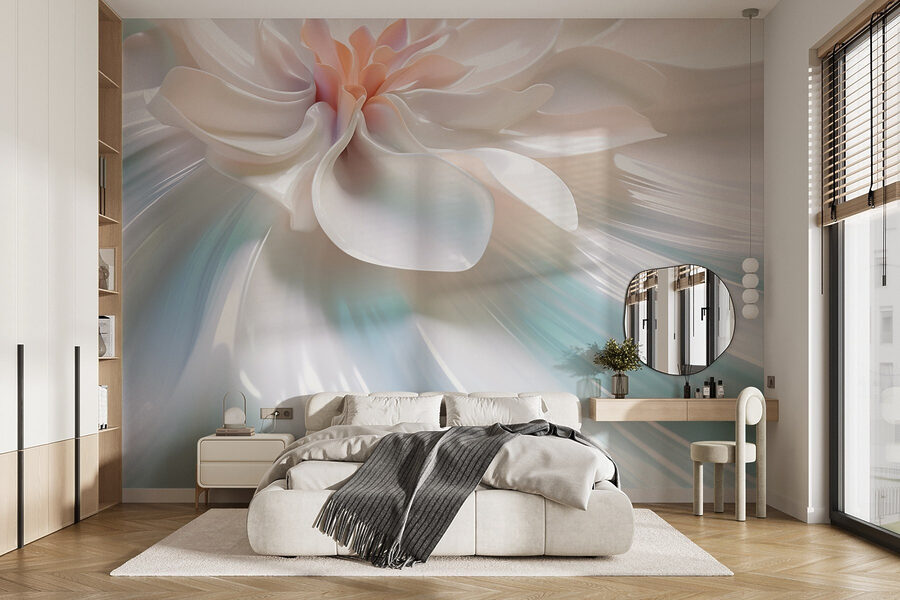 Fleur blanche sur une surface blanche