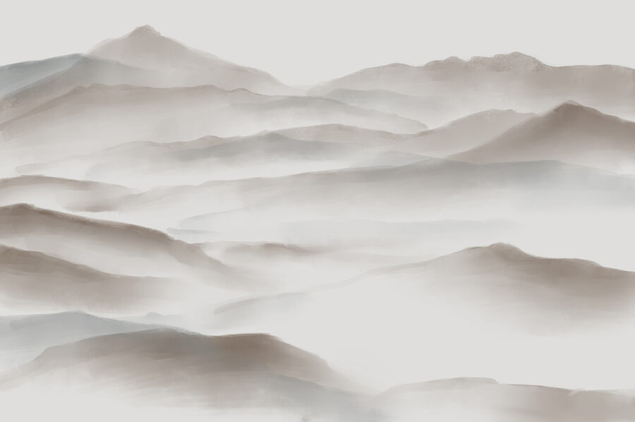 Paysage brumeux de collines