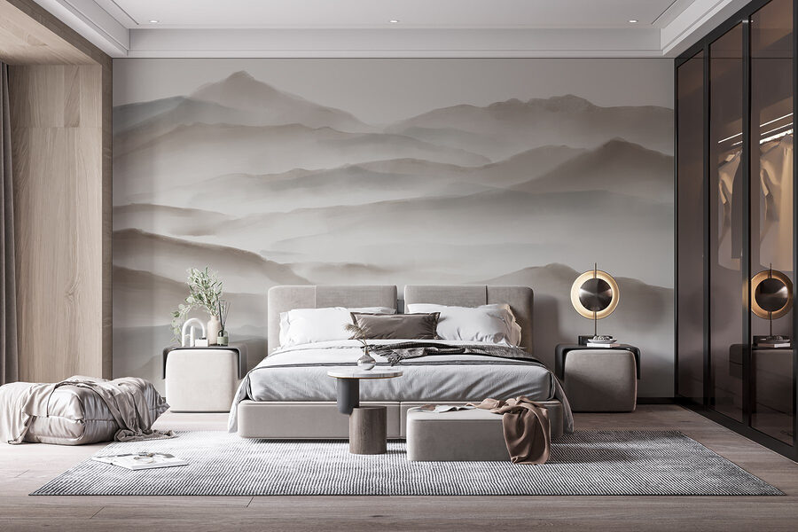 Paysage brumeux de collines