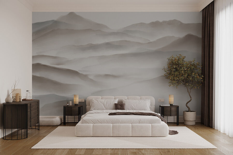 Paysage brumeux de collines