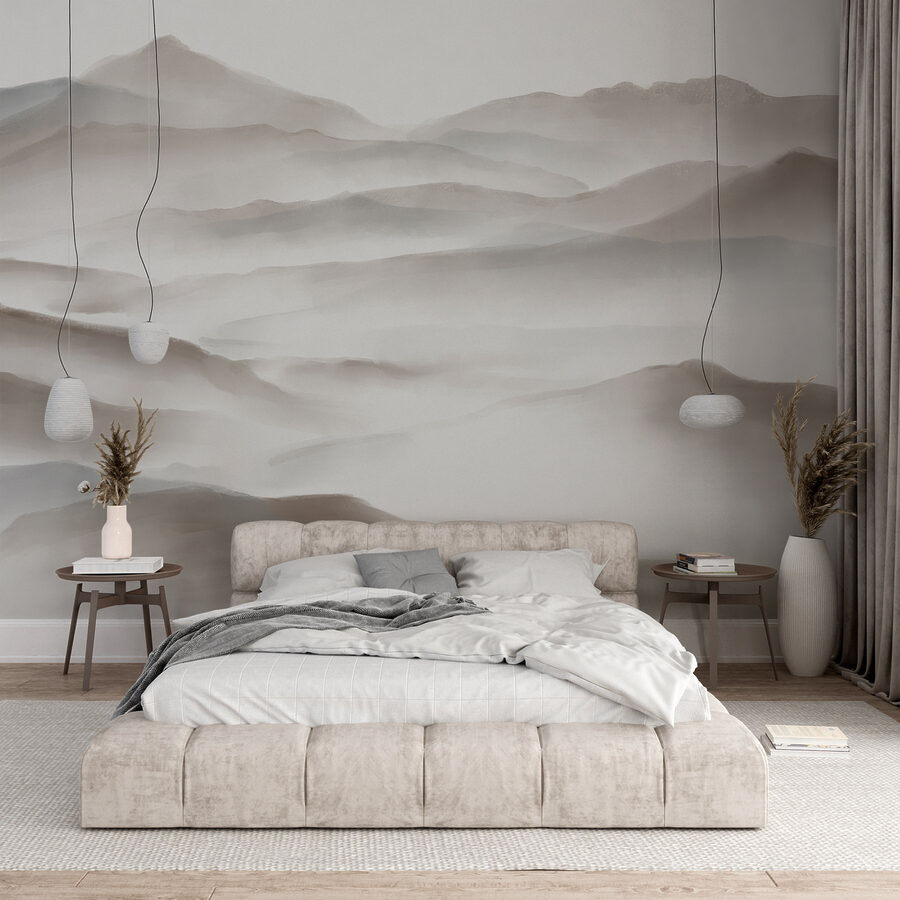 Paysage brumeux de collines