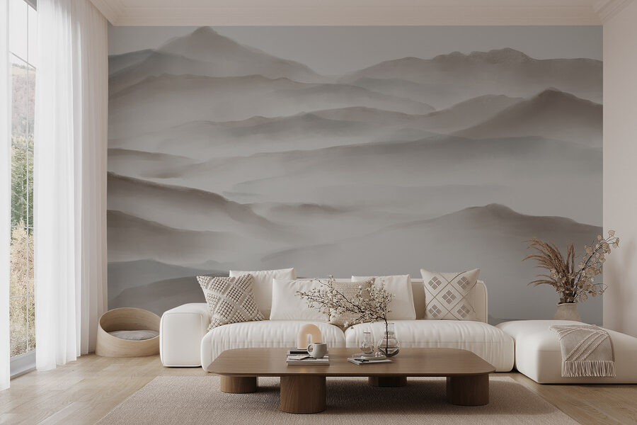 Paysage brumeux de collines