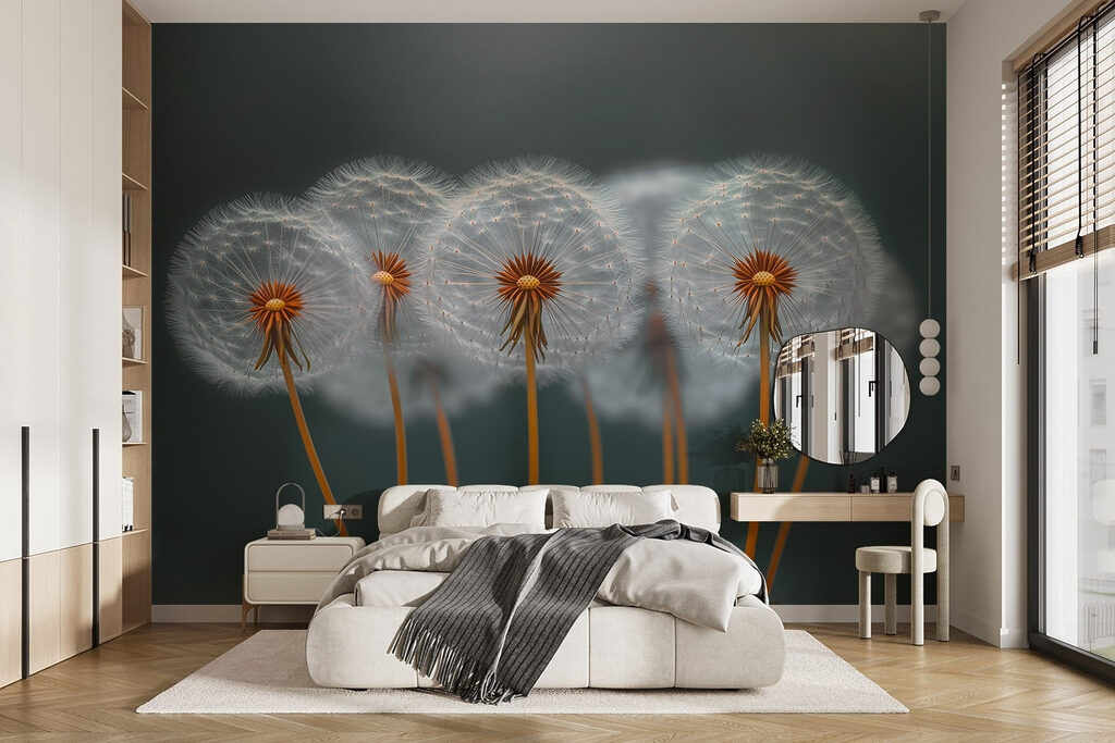 Group of dandelions with seeds Group of dandelions with seeds