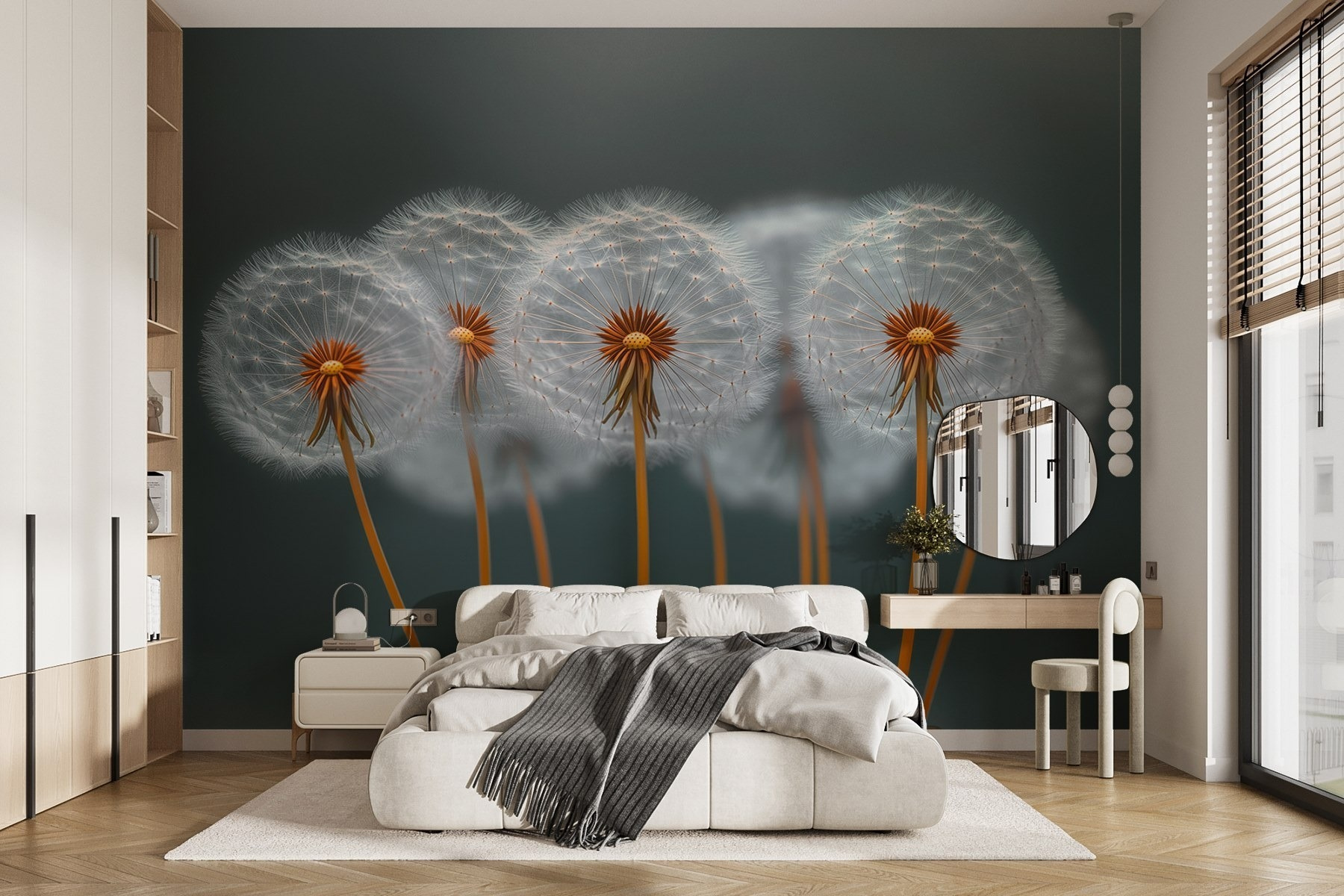 Group of dandelions with seeds Group of dandelions with seeds