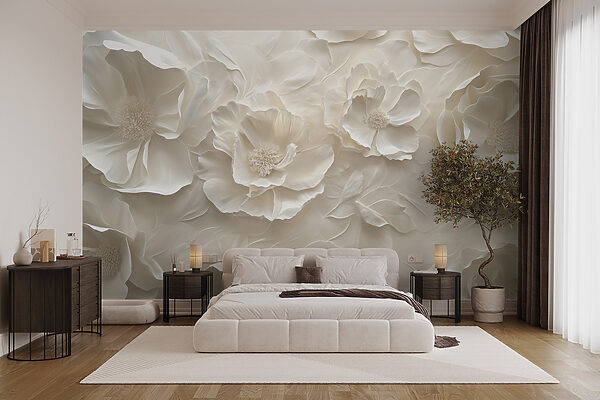 Papier peint fleurs blanches Papier peint fleurs blanches