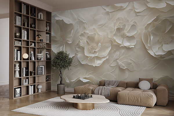 Papier peint fleurs blanches Papier peint fleurs blanches
