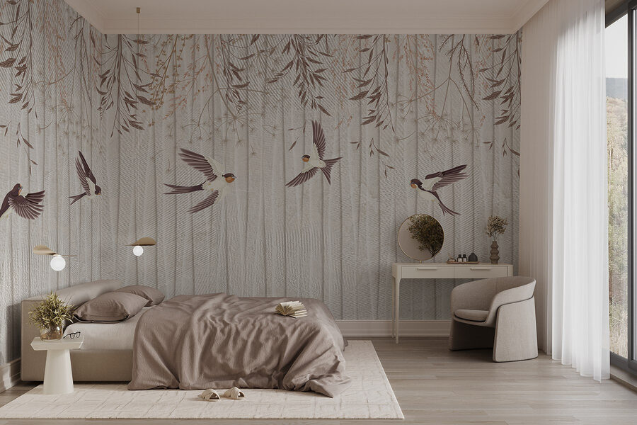 Fond d'écran avec des oiseaux qui volent