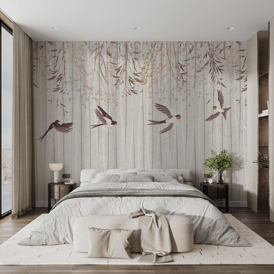 Fond d'écran avec des oiseaux qui volent