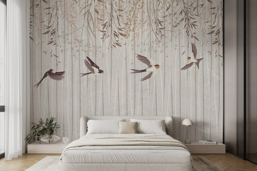 Fond d'écran avec des oiseaux qui volent