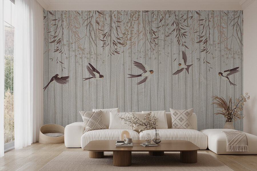 Fond d'écran avec des oiseaux qui volent