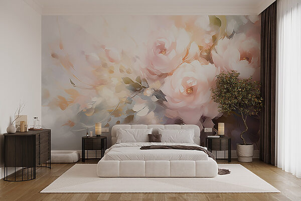 Peinture de fleurs sur une surface blanche Peinture de fleurs sur une surface blanche