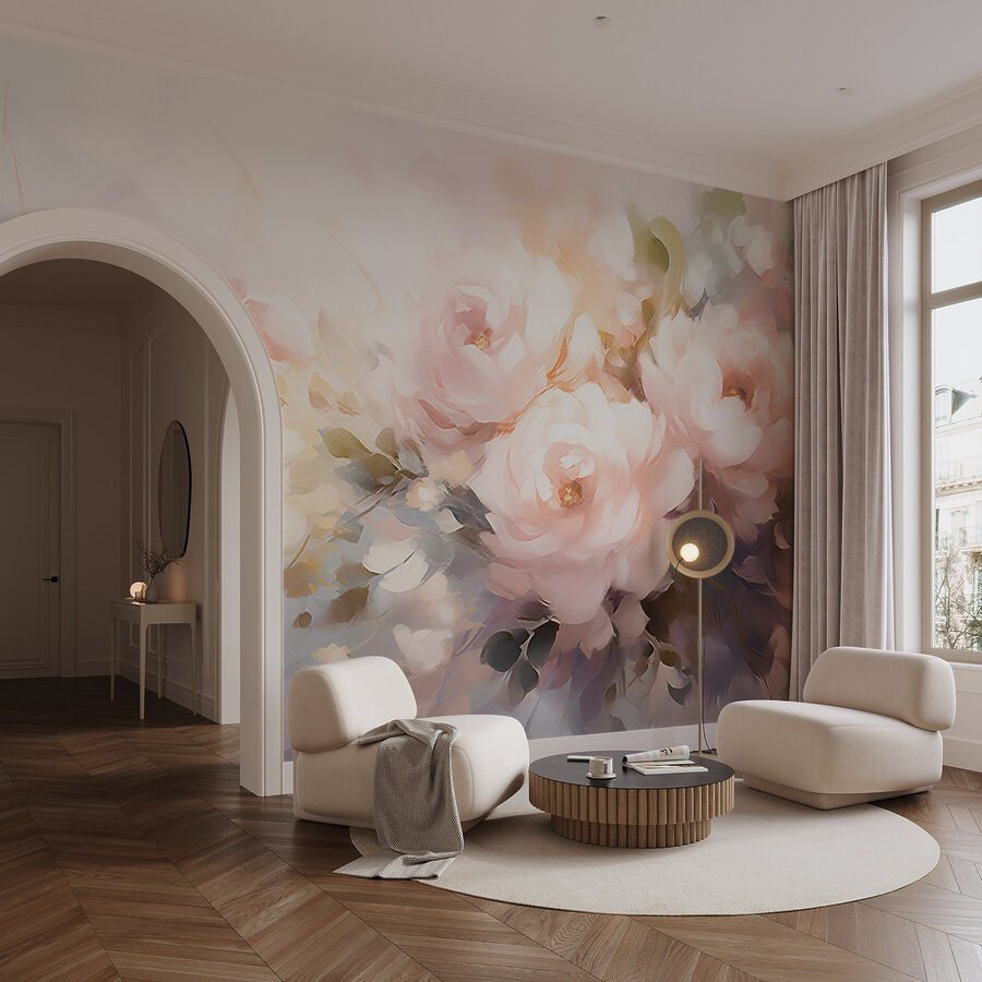 Peinture de fleurs sur une surface blanche