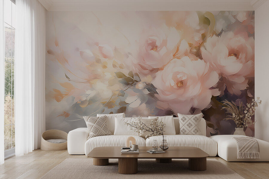 Peinture de fleurs sur une surface blanche