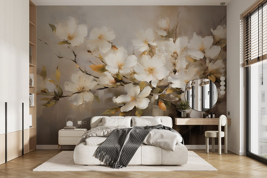 Peinture de fleurs blanches