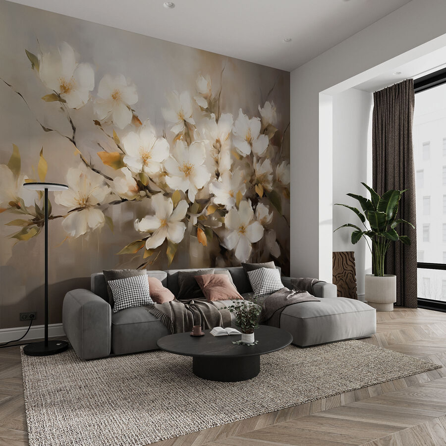 Peinture de fleurs blanches