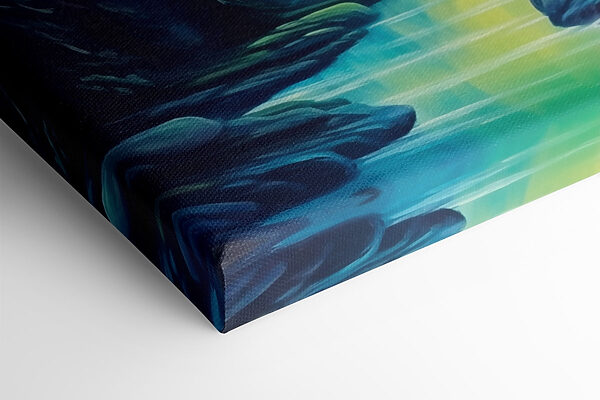 Peinture d'une rivière et de montagnes avec des arbres Peinture d'une rivière et de montagnes avec des arbres