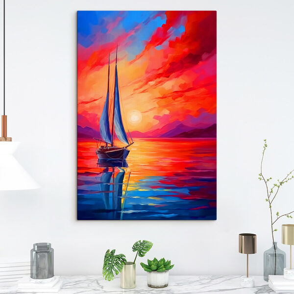 Peinture d'un voilier dans l'eau Peinture d'un voilier dans l'eau