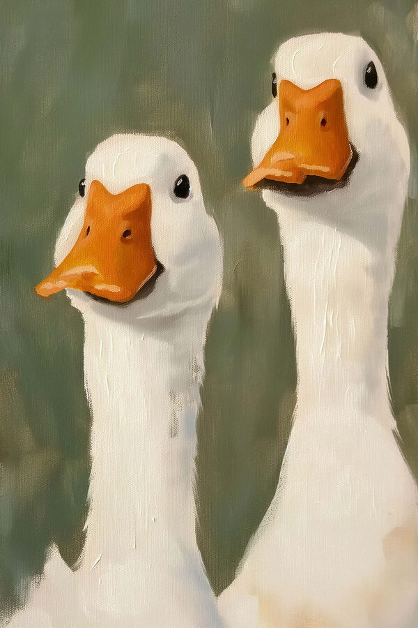 Peinture de deux canards blancs Peinture de deux canards blancs