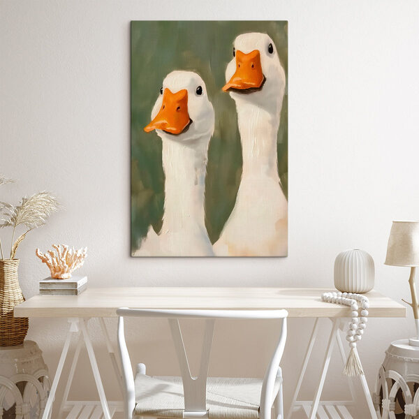 Peinture de deux canards blancs Peinture de deux canards blancs