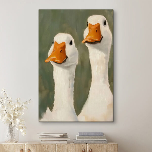 Peinture de deux canards blancs Peinture de deux canards blancs