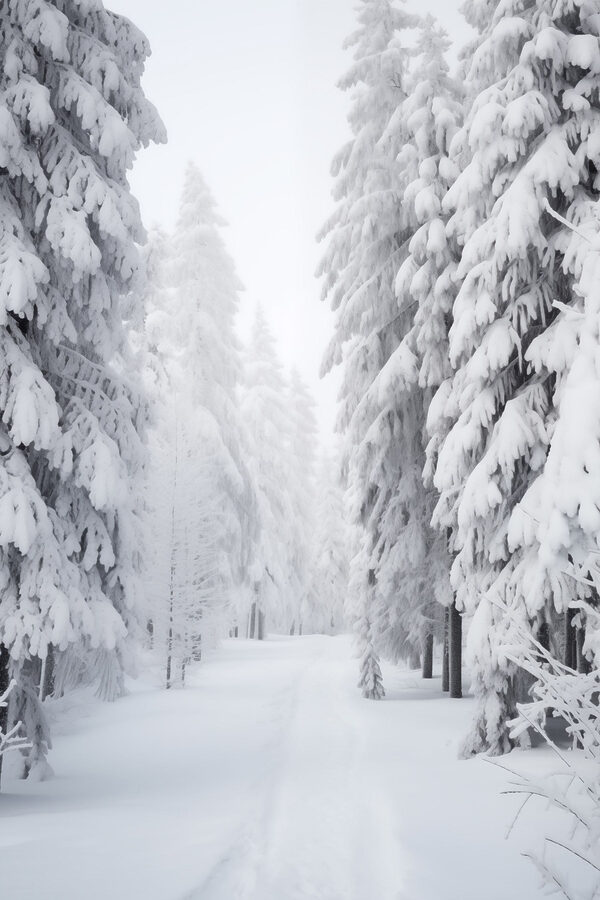 Chemin enneigé avec des arbres Chemin enneigé avec des arbres
