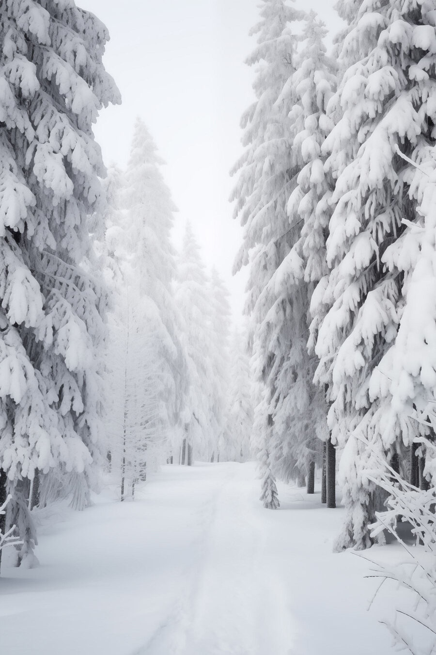 Chemin enneigé avec des arbres Chemin enneigé avec des arbres