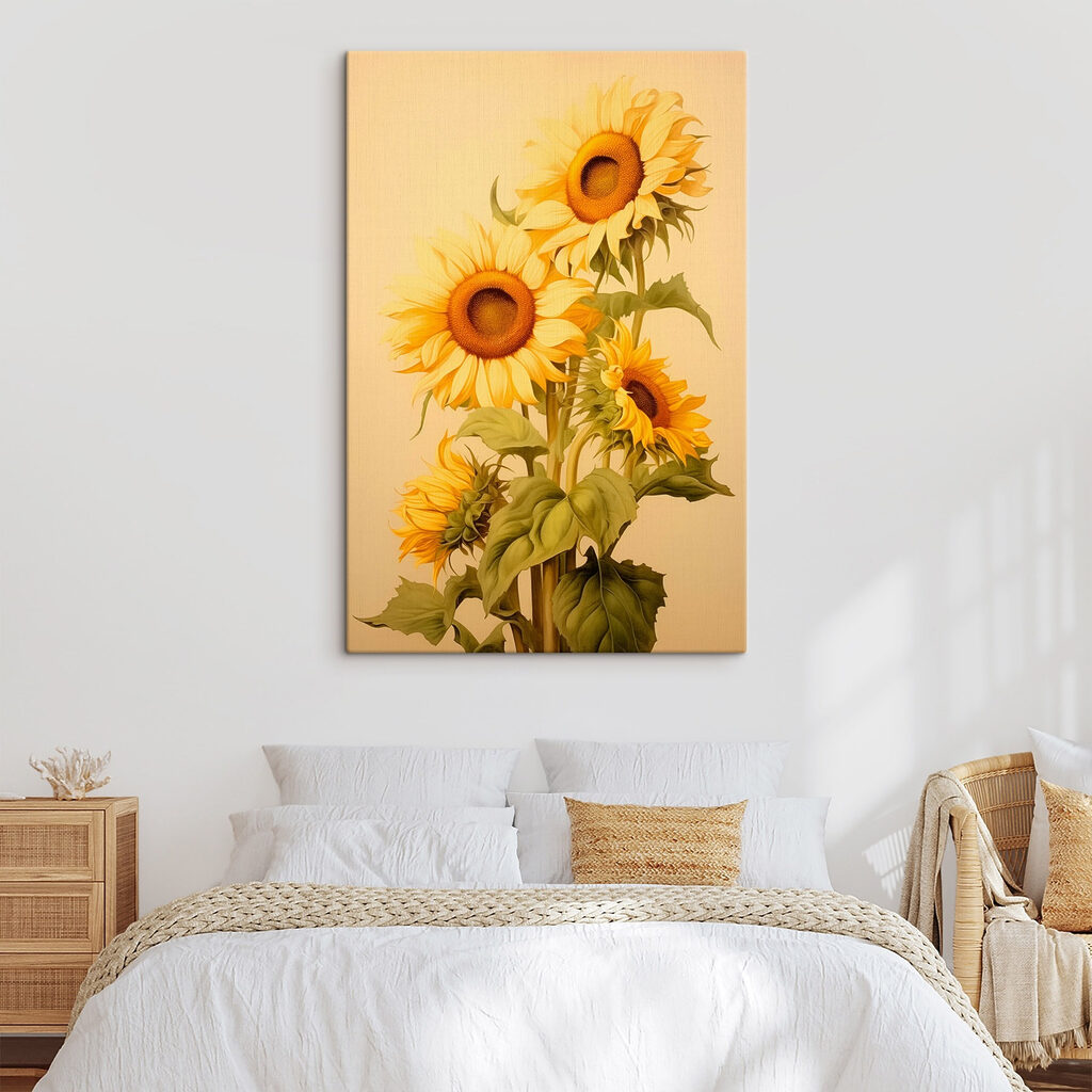 Painting of sunflowers on a white background Painting of sunflowers on a white background