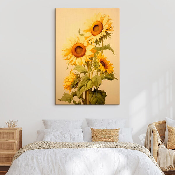 Painting of sunflowers on a white background Painting of sunflowers on a white background