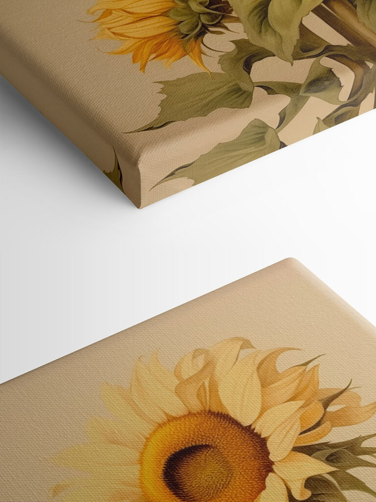 Painting of sunflowers on a white background Painting of sunflowers on a white background
