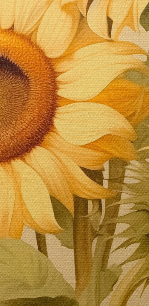 Painting of sunflowers on a white background Painting of sunflowers on a white background