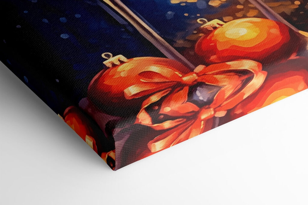 Painting of two champagne glasses next to a christmas tree Painting of two champagne glasses next to a christmas tree