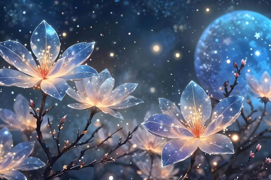 Groupe de fleurs illuminées