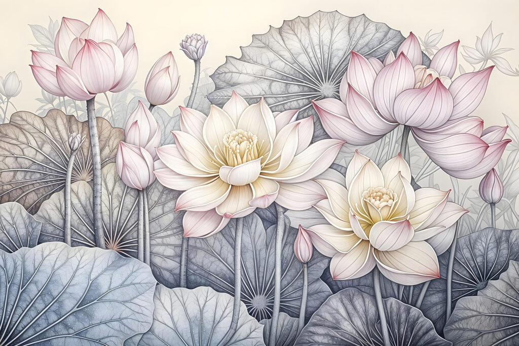 Delicate blooms in tranquil waters