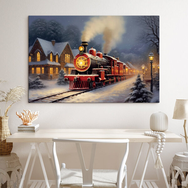 Train sur les rails dans la neige Train sur les rails dans la neige