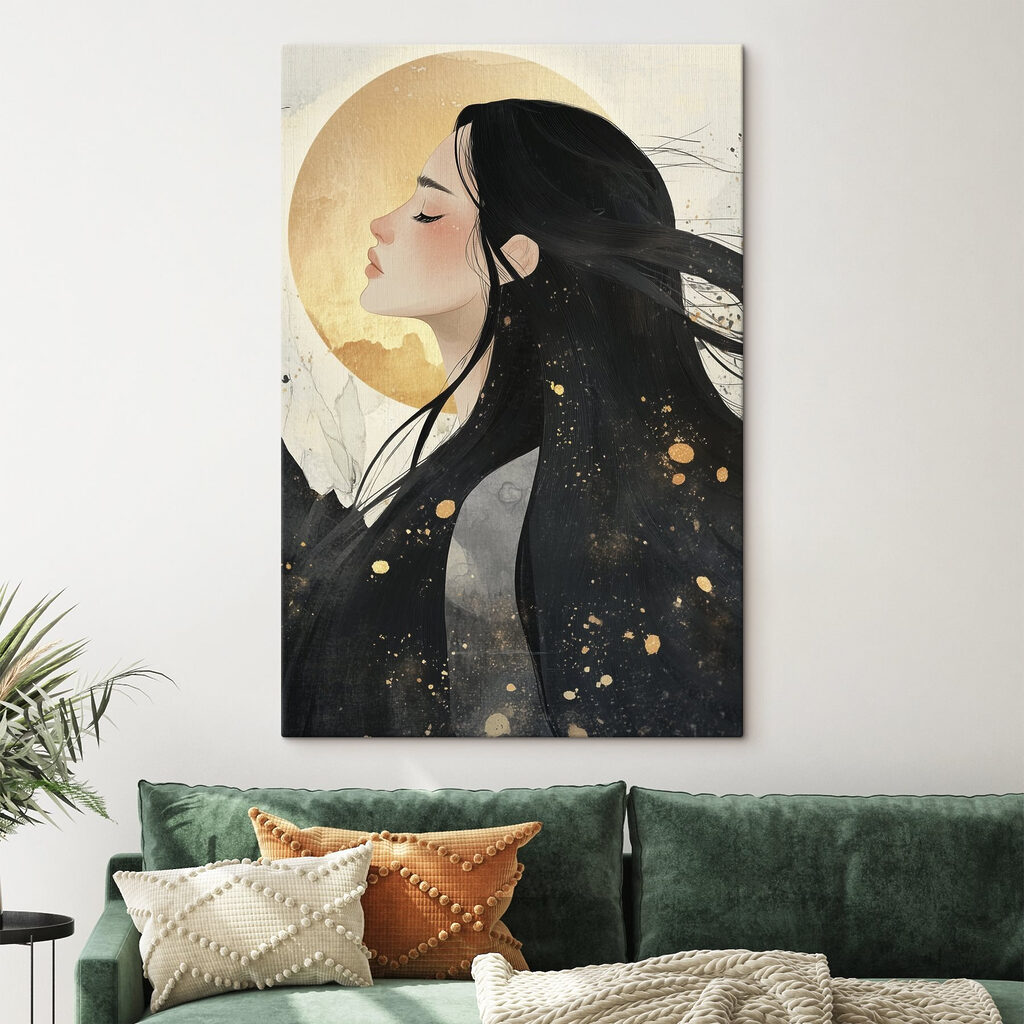 Serene beauty against a soft backdrop